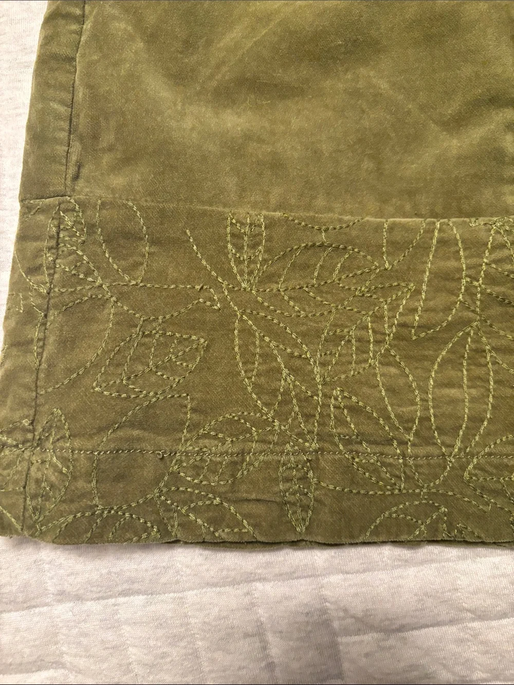Olive Green Velvet A-Line Skirt